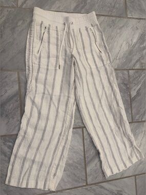 Athleta Womens 100% Linen Striped Pants Size 0